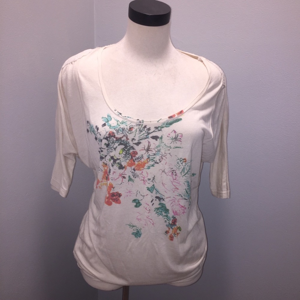 Free People Floral Print Top With Lace Detail
